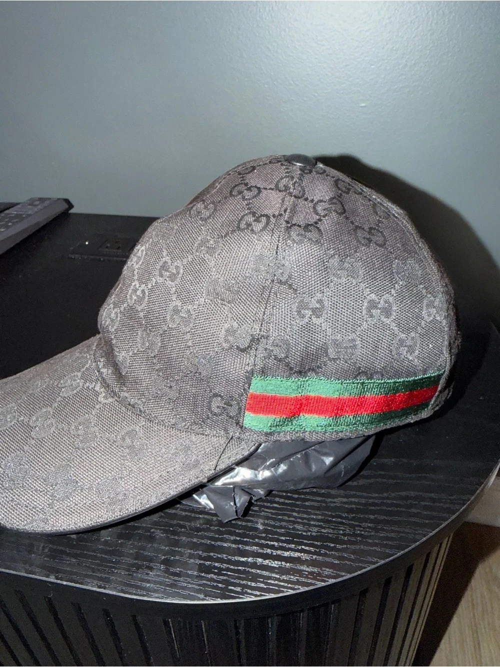 Authentic GG Monogram Cap with Red and Green Stripe